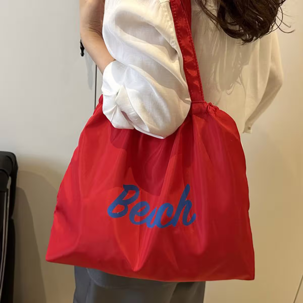 尼龍字母沙灘包×肩背包×紅色-第5張