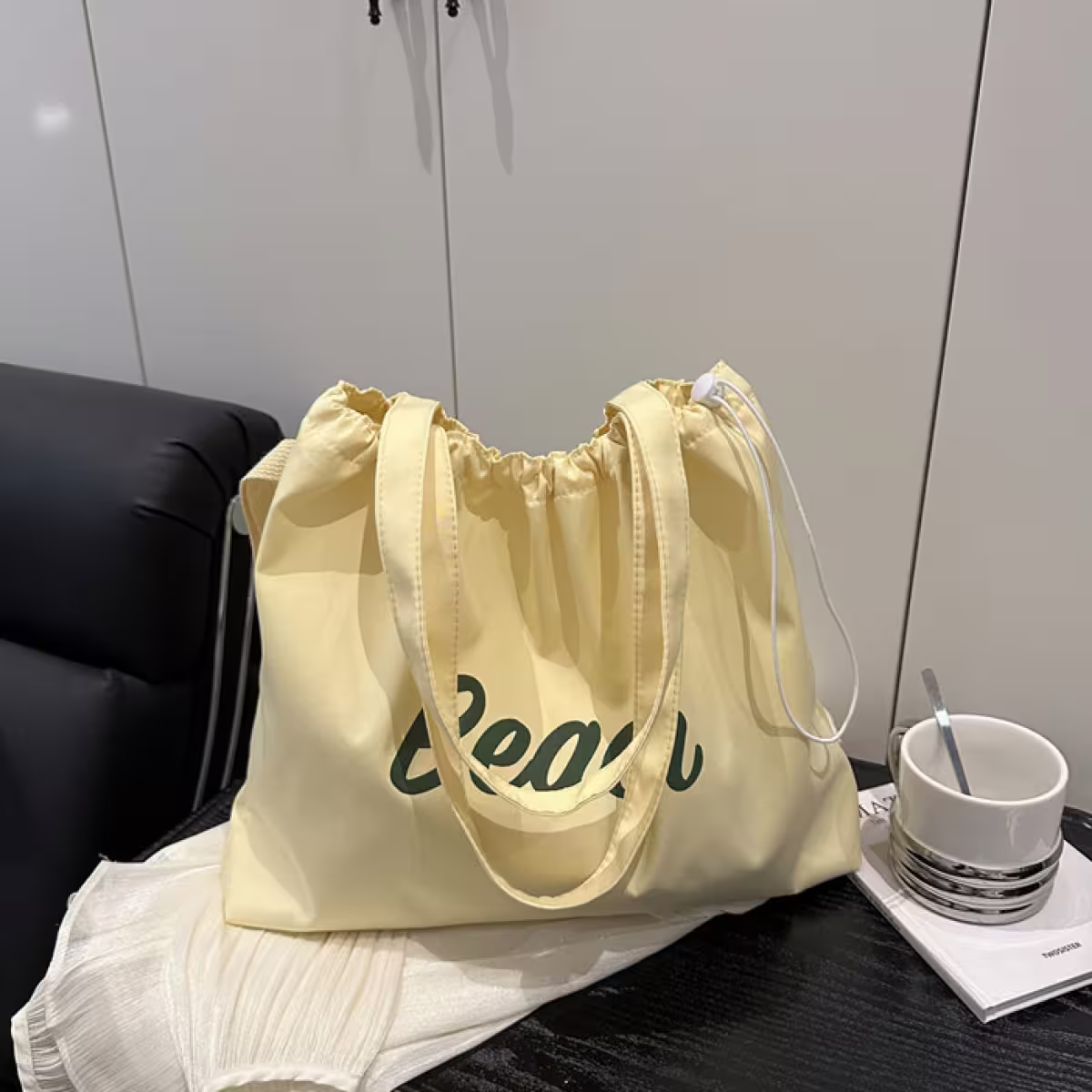 尼龍字母沙灘包×肩背包×黃色-第6張