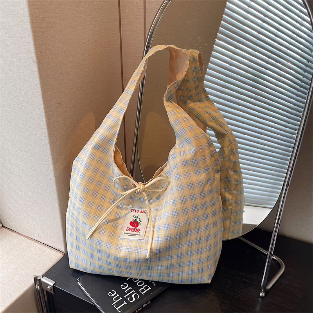 格紋蝴蝶結小蕃茄×肩背包×米黃-第2張