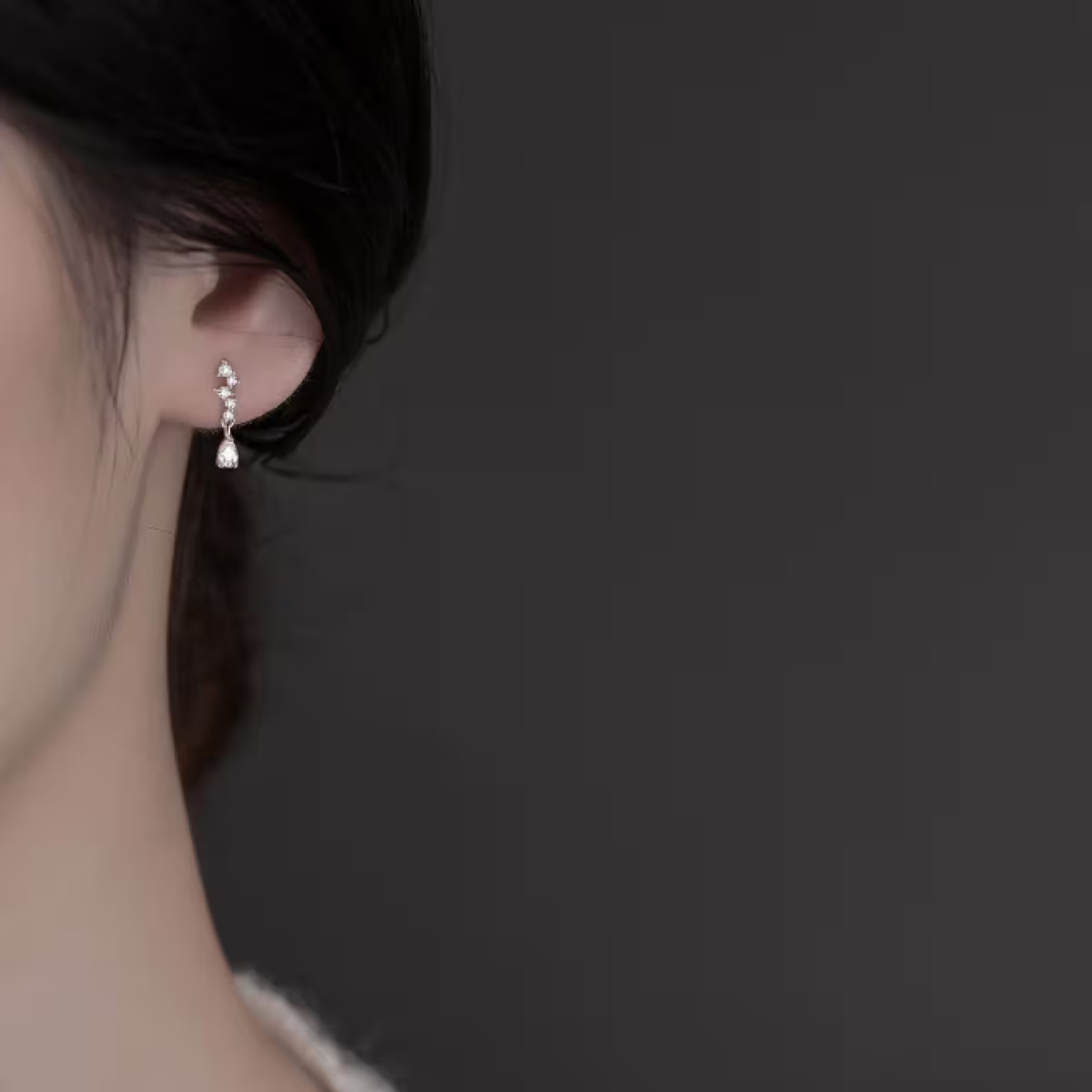 法式小水滴晶鑽×蚊香盤U型耳夾-第5張