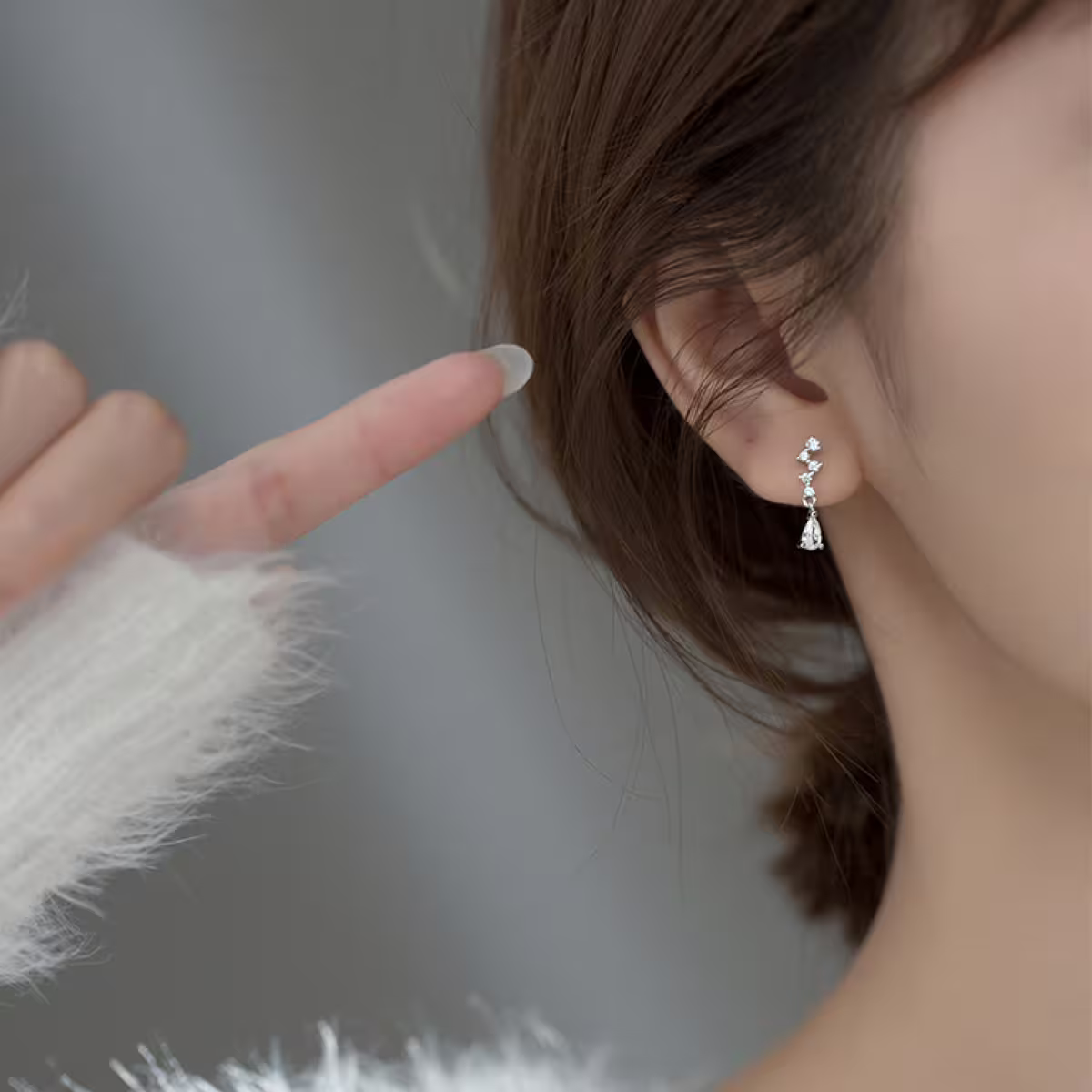 法式小水滴晶鑽×蚊香盤U型耳夾-第6張