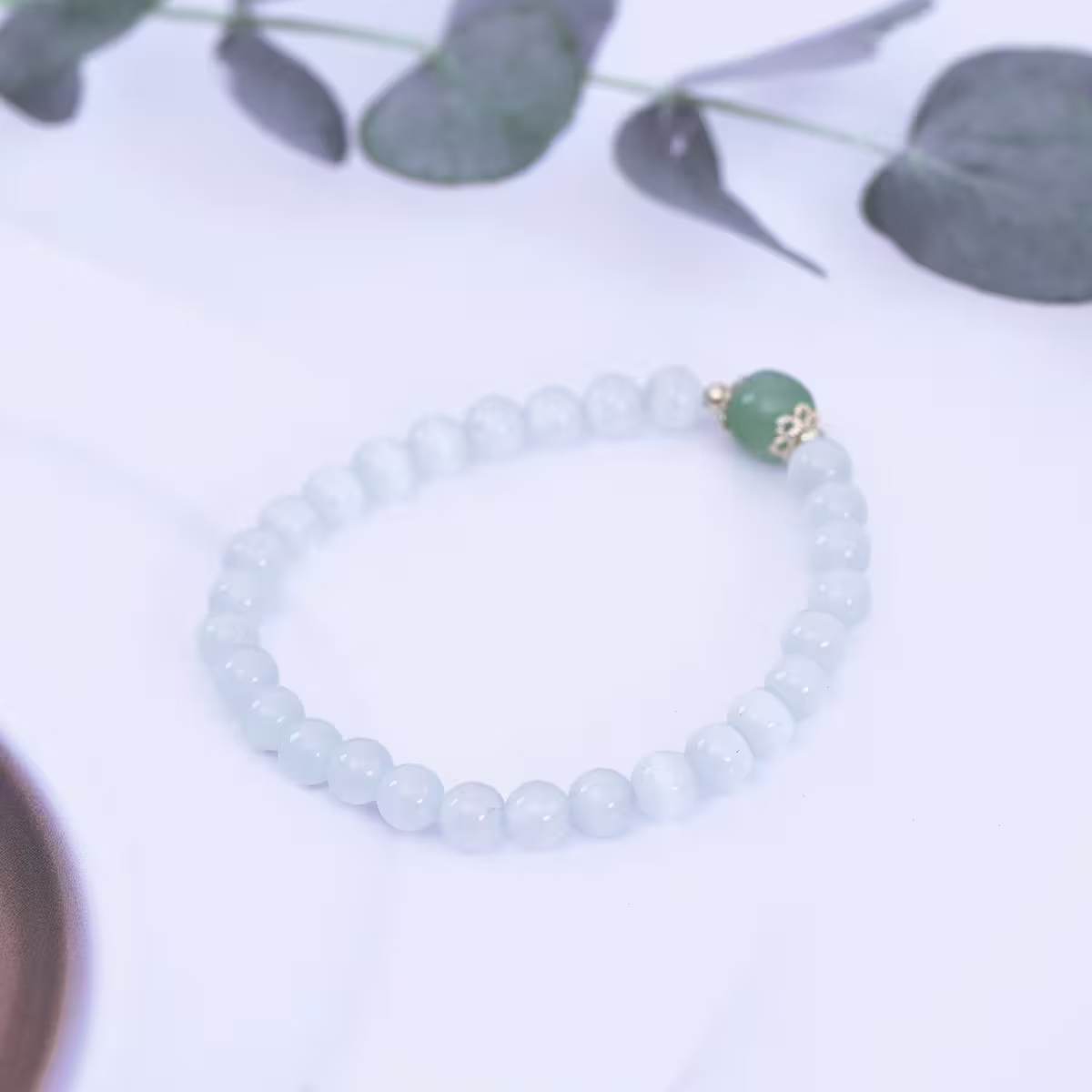 白琉璃一抹青×固定式串珠手鍊-第3張