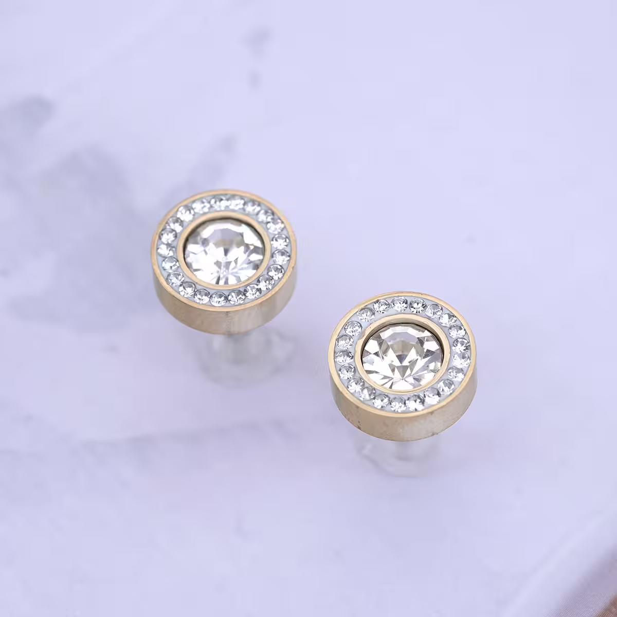 鋼飾×滿鑽圓圈×耳釘×金色-第2張