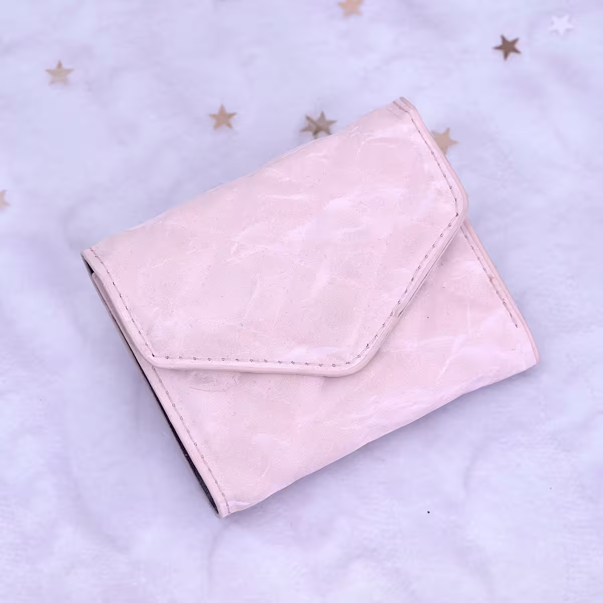 信封爆閃麂皮×三折短皮夾×粉紅-第3張