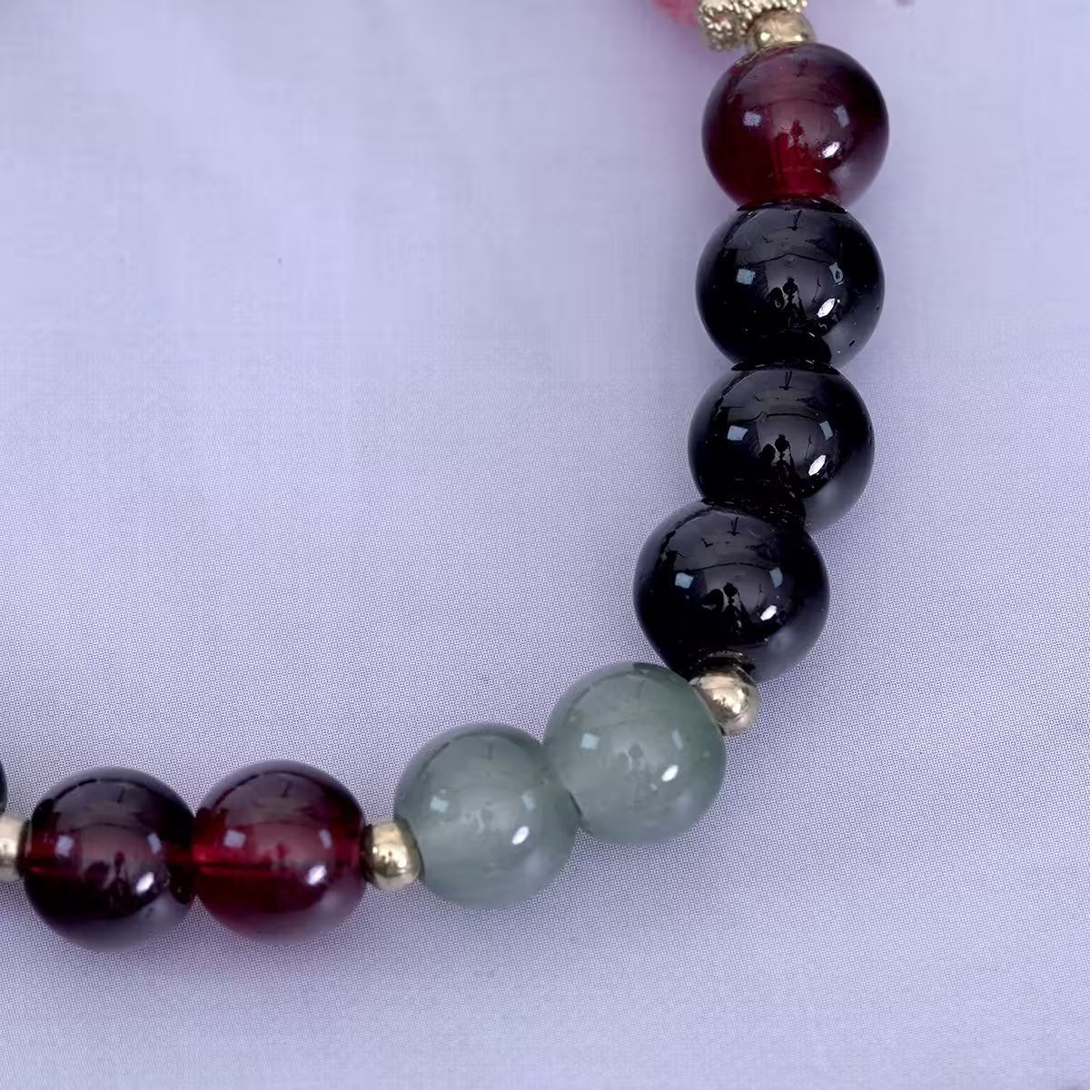 雙層暗黑柳葉黑水滴×固定式串珠手鍊-第3張