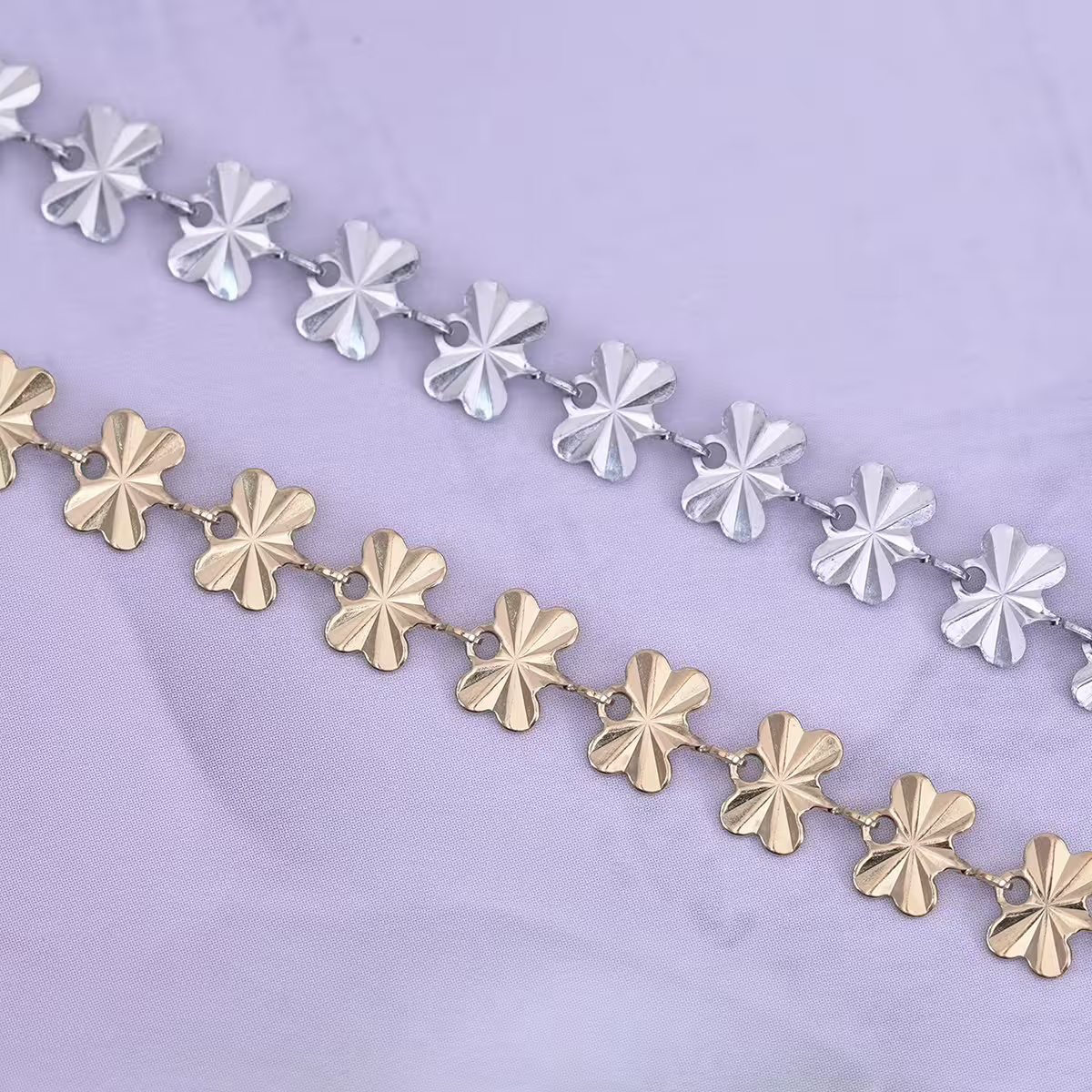 316鋼飾×四葉草壓花紋 ×手鍊×銀色-第5張