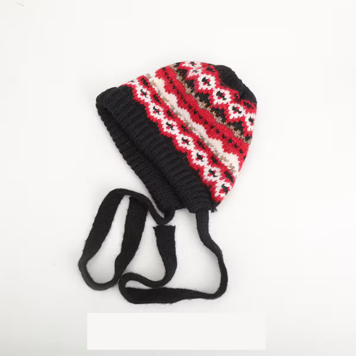 費爾島毛線格紋&times;毛帽&times;黑紅-第2張