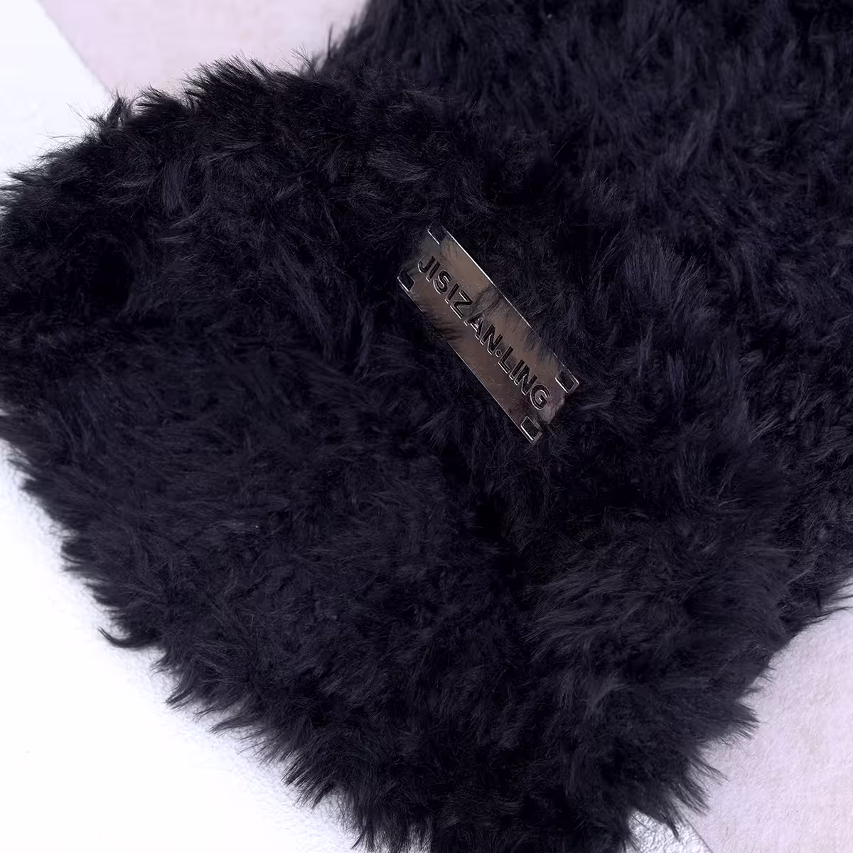 金屬標牌仿貂毛×毛帽×黑色-第3張