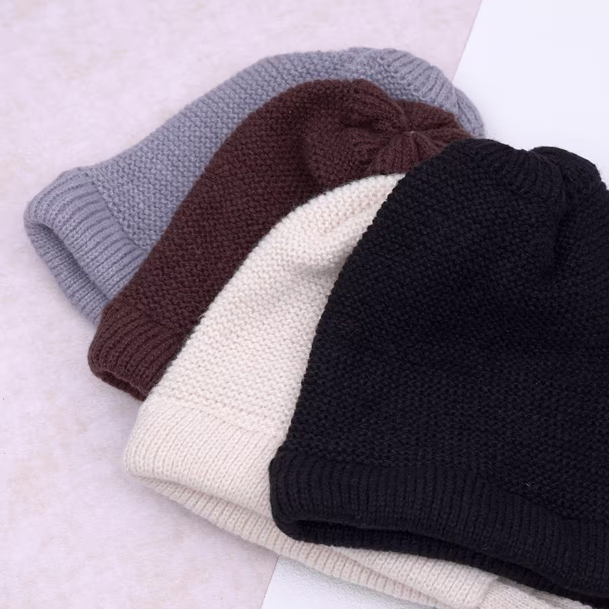 素色毛線綁帶×毛帽×棕咖-第5張