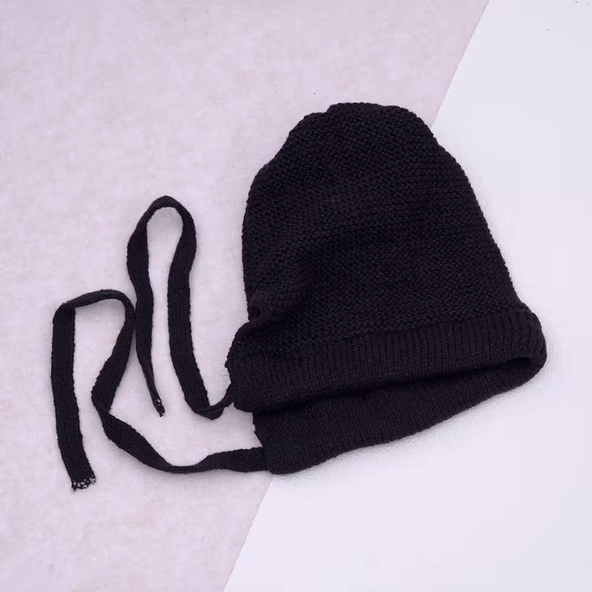 素色毛線綁帶×毛帽×黑色-第2張