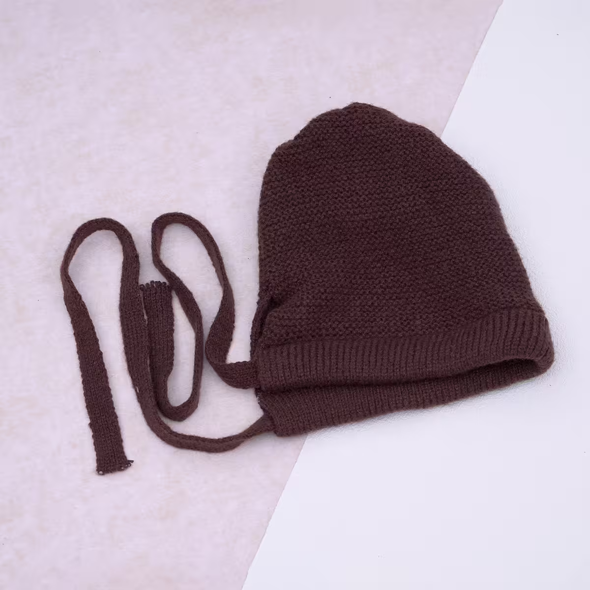 素色毛線綁帶×毛帽×棕咖-第2張