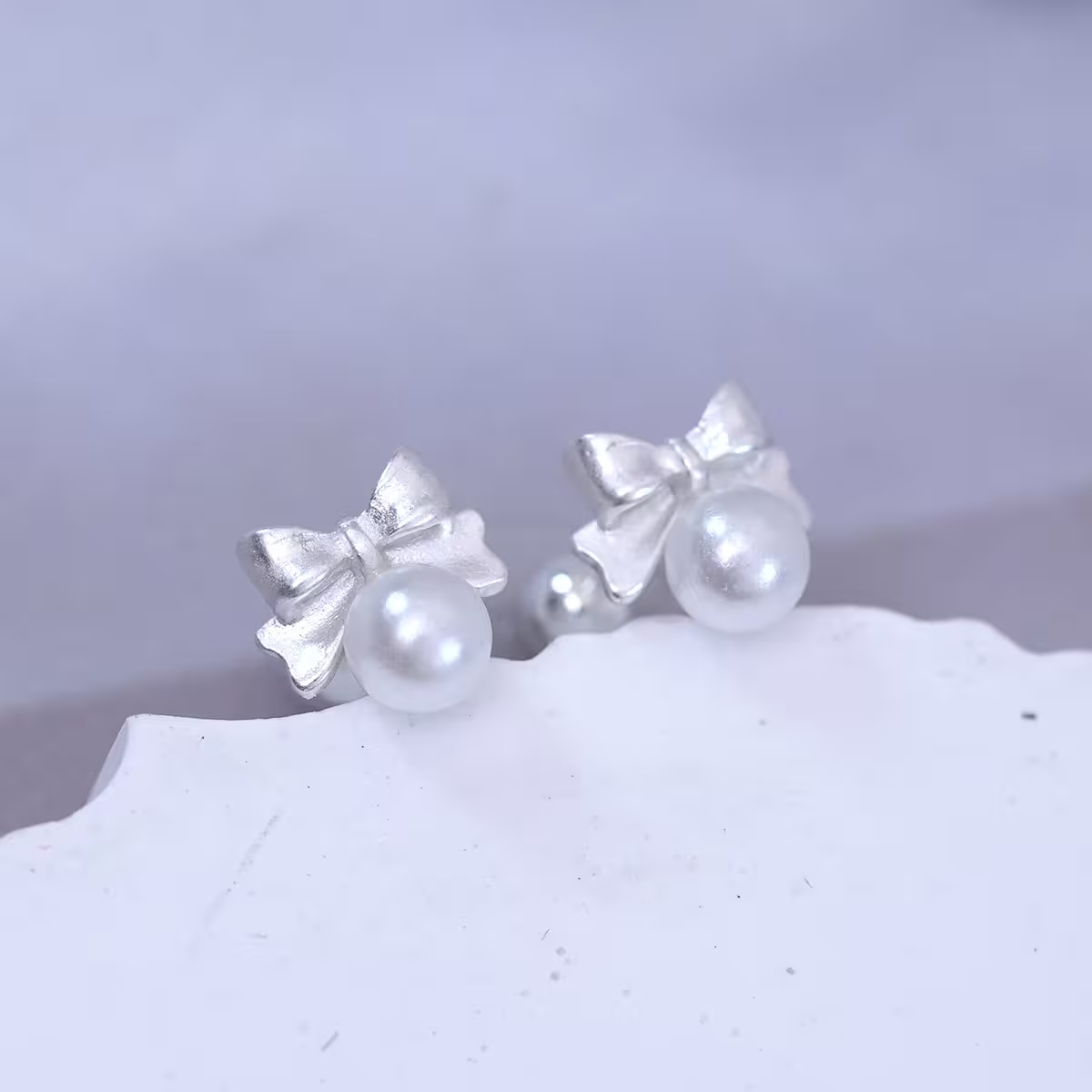 925銀針×蝴蝶結珍珠×轉珠耳環-第1張