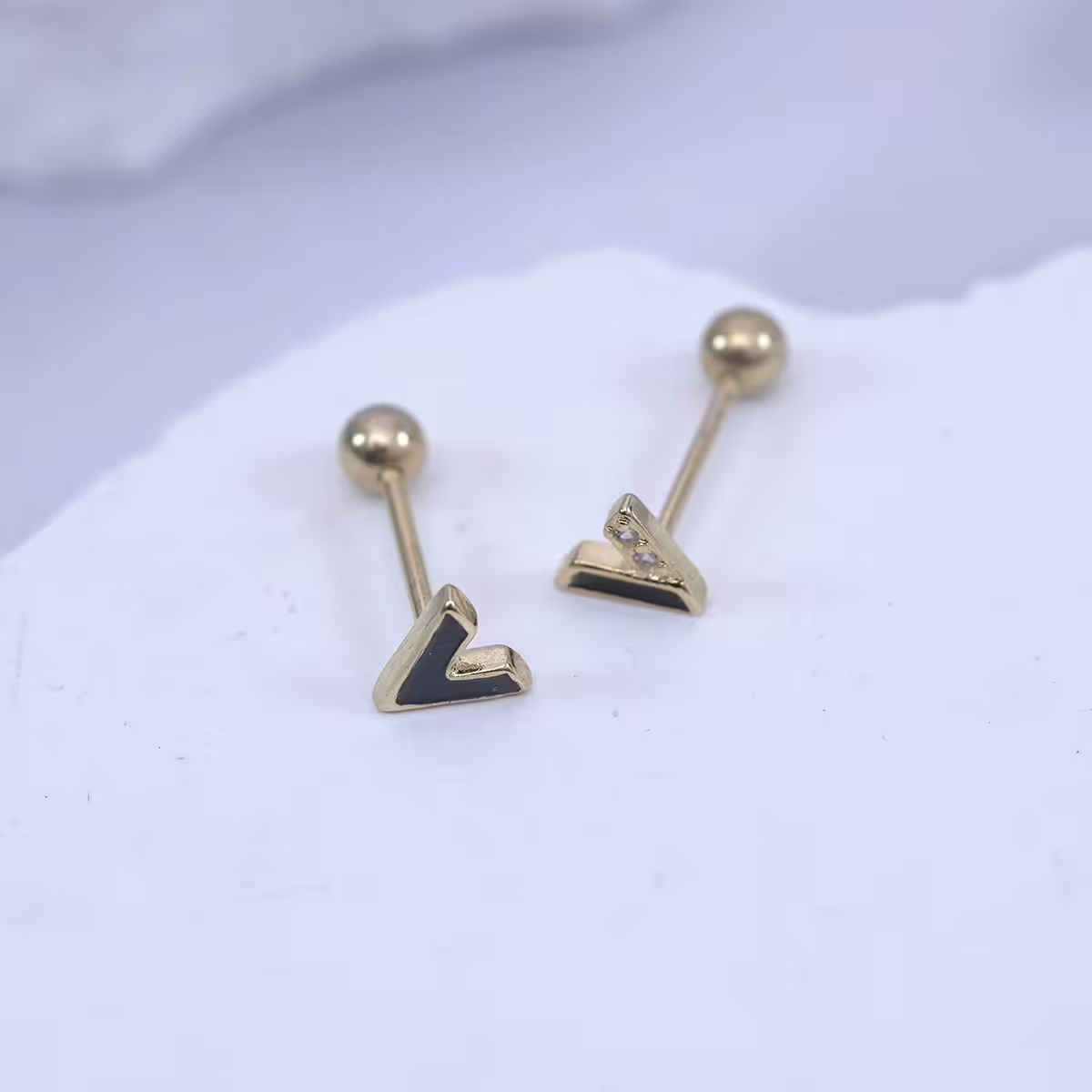 黑色V字晶鑽×轉珠耳環-第5張