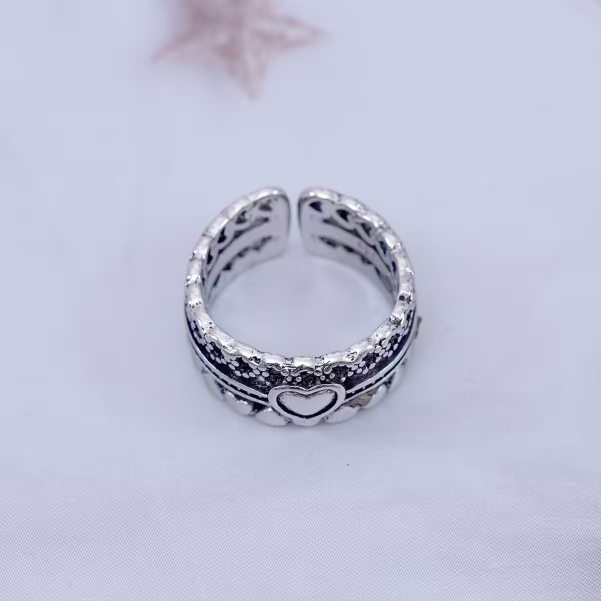復古寬版愛心×開口戒指-第5張