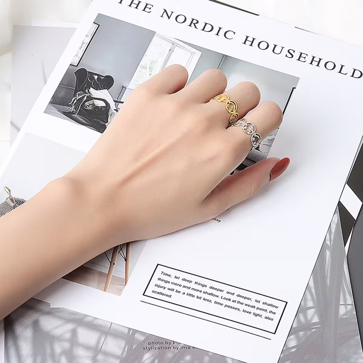 笑臉排列鏤空晶鑽×開口戒指×共二色-第6張