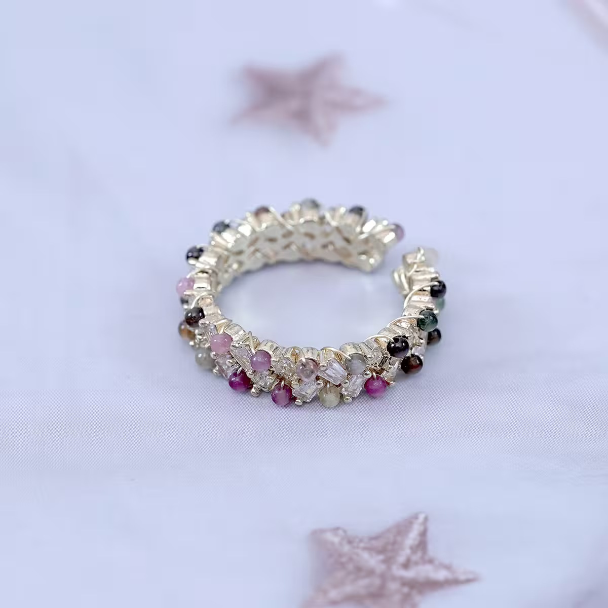 琉璃晶鑽小串珠×開口戒指-第3張