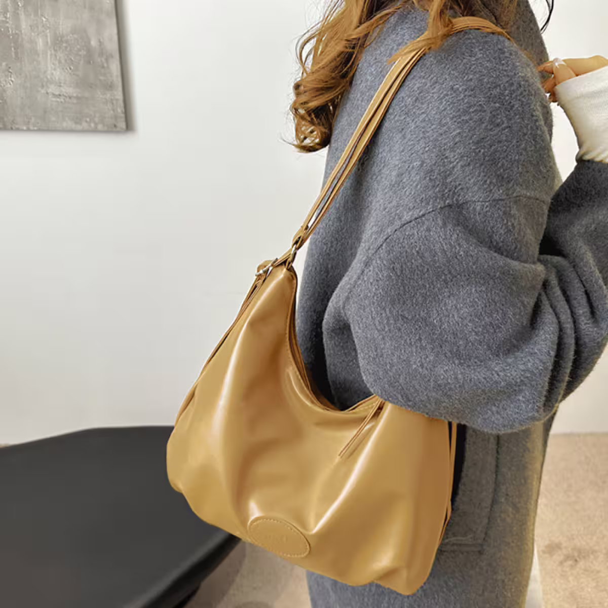 素面皮革&times;變形後背包&times;卡其-第6張