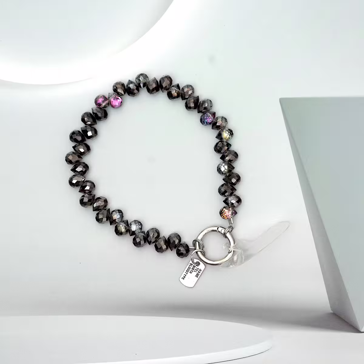 水滴閃亮晶鑽&times;手機腕帶掛繩&times;黑色-第1張