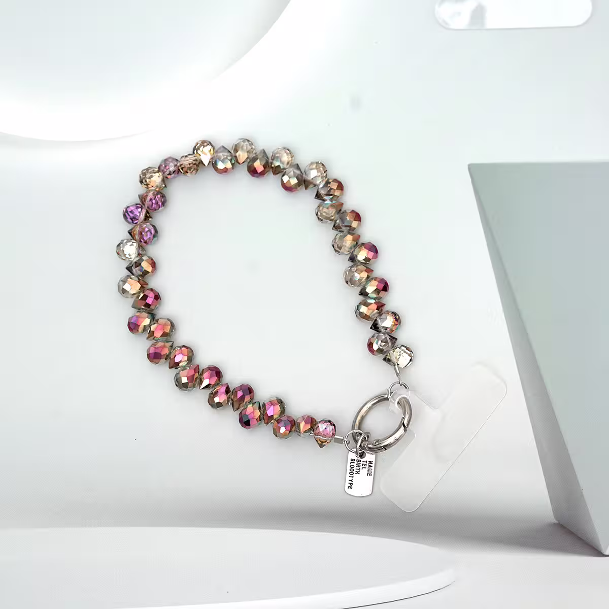 水滴閃亮晶鑽&times;手機腕帶掛繩&times;深紫棕-第1張