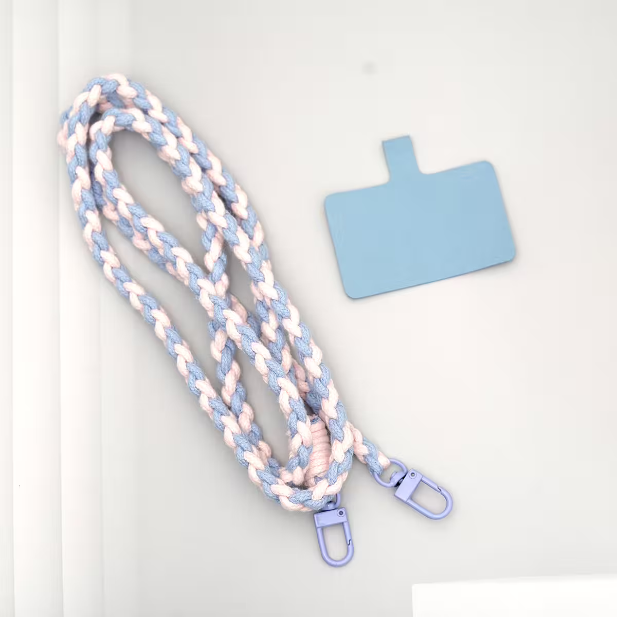 細繩雙色小麻花&times;手機斜背雙勾掛繩&times;藍+粉-第2張
