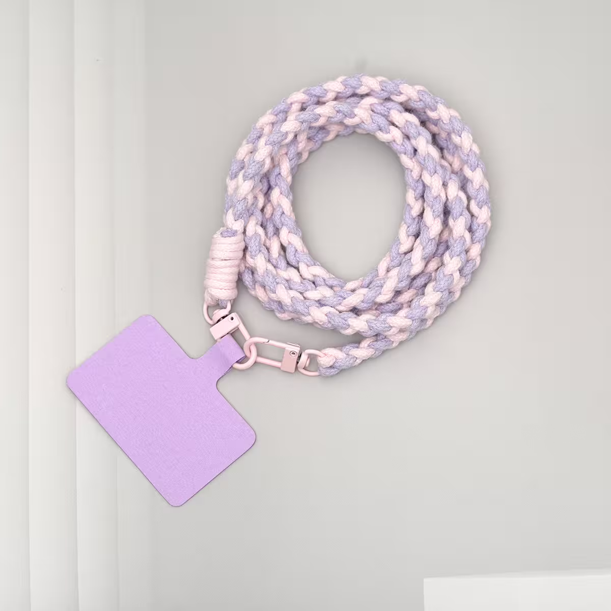 細繩雙色小麻花&times;手機斜背雙勾掛繩&times;紫+粉-第1張