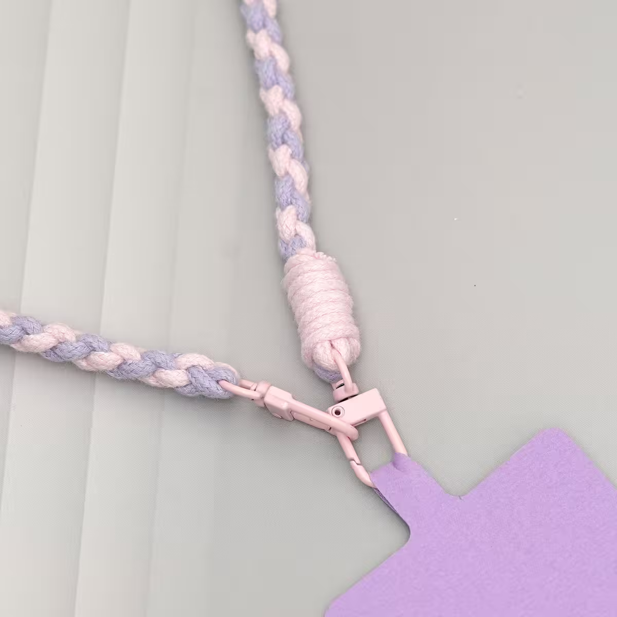 細繩雙色小麻花&times;手機斜背雙勾掛繩&times;紫+粉-第3張