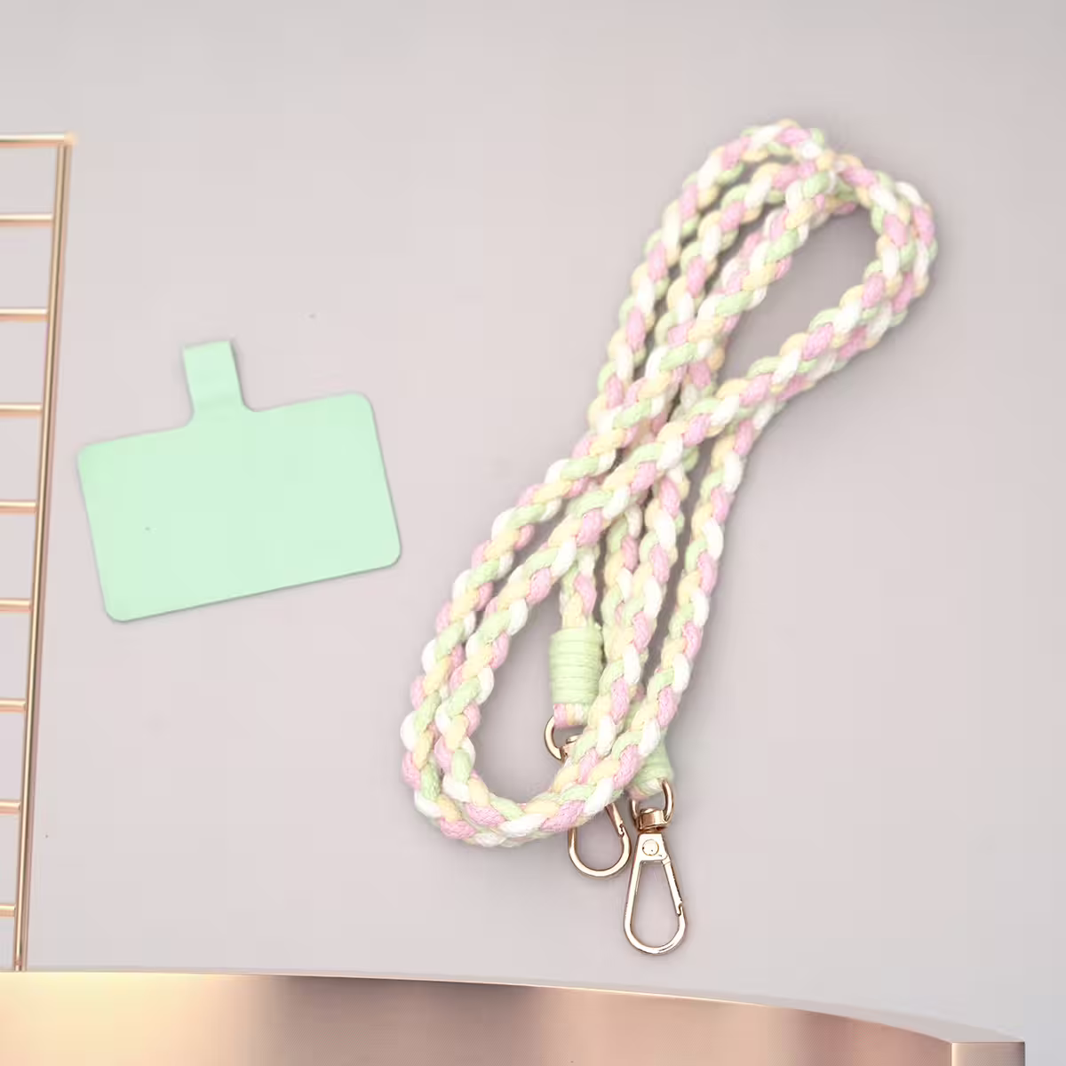 細繩四色小麻花&times;手機斜背雙勾掛繩&times;綠+黃+粉+白-第2張