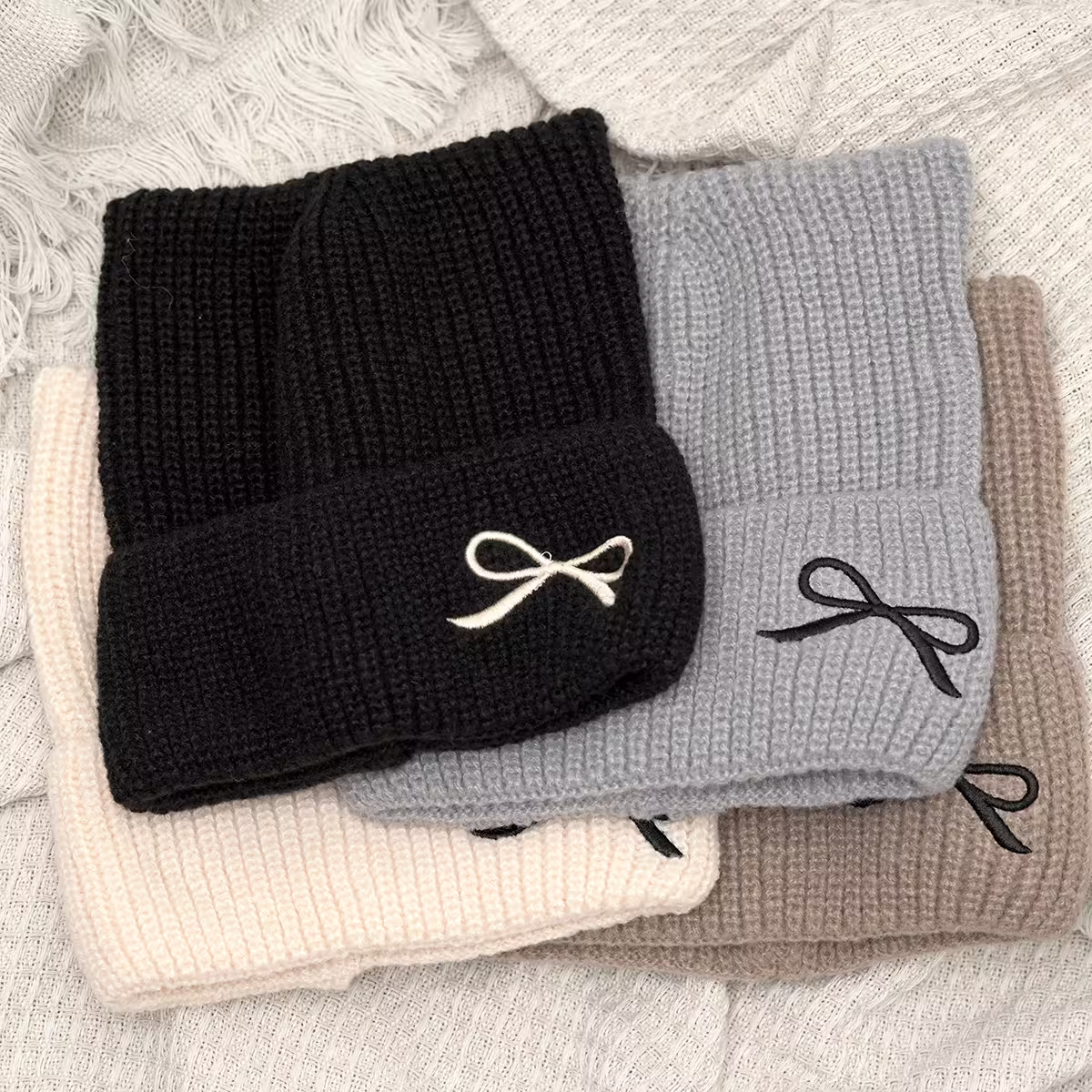 平頭俏貓耳蝴蝶結&times;毛帽&times;米白-第6張