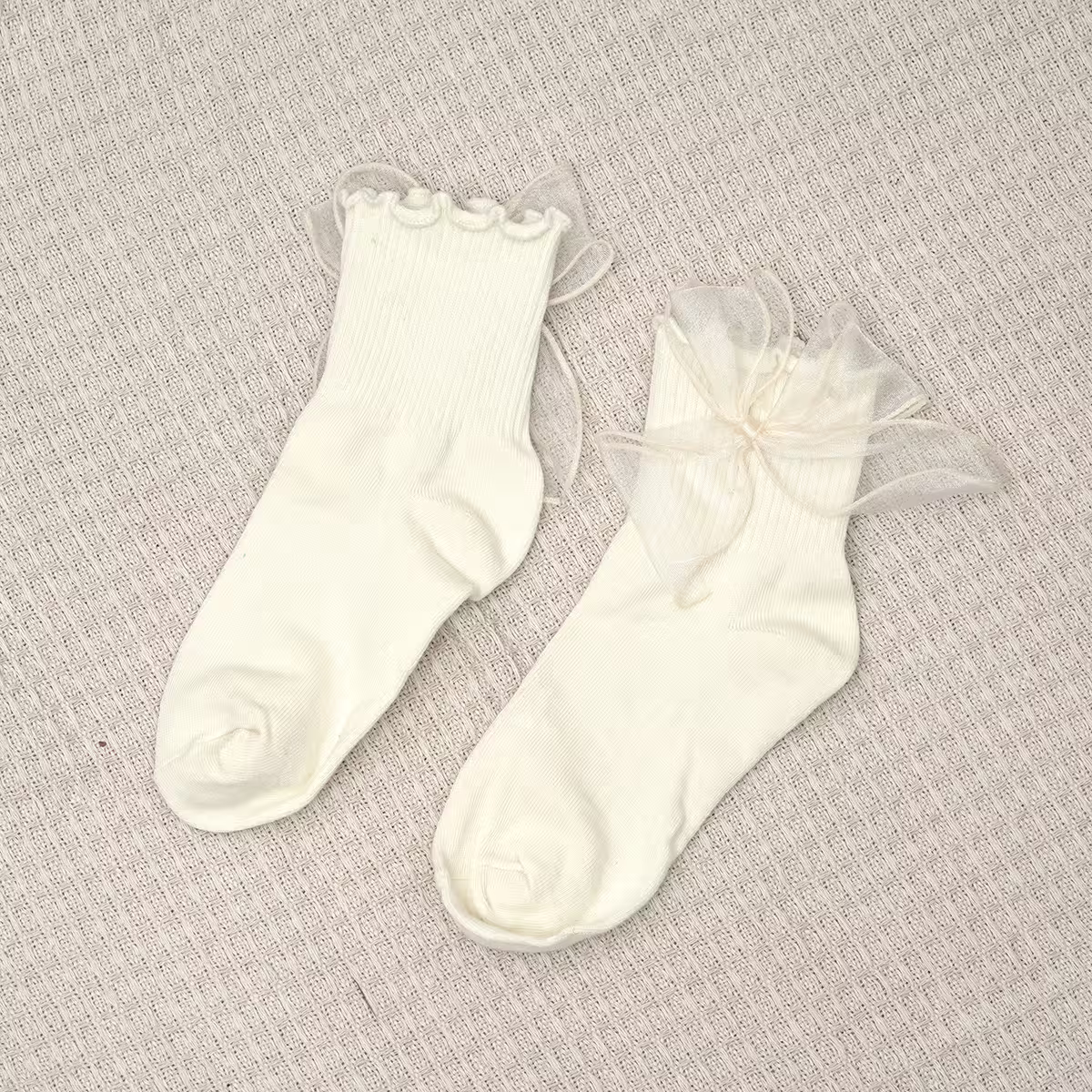 白粉蝴蝶結&times;中筒襪&times;五雙套件襪子組-第3張