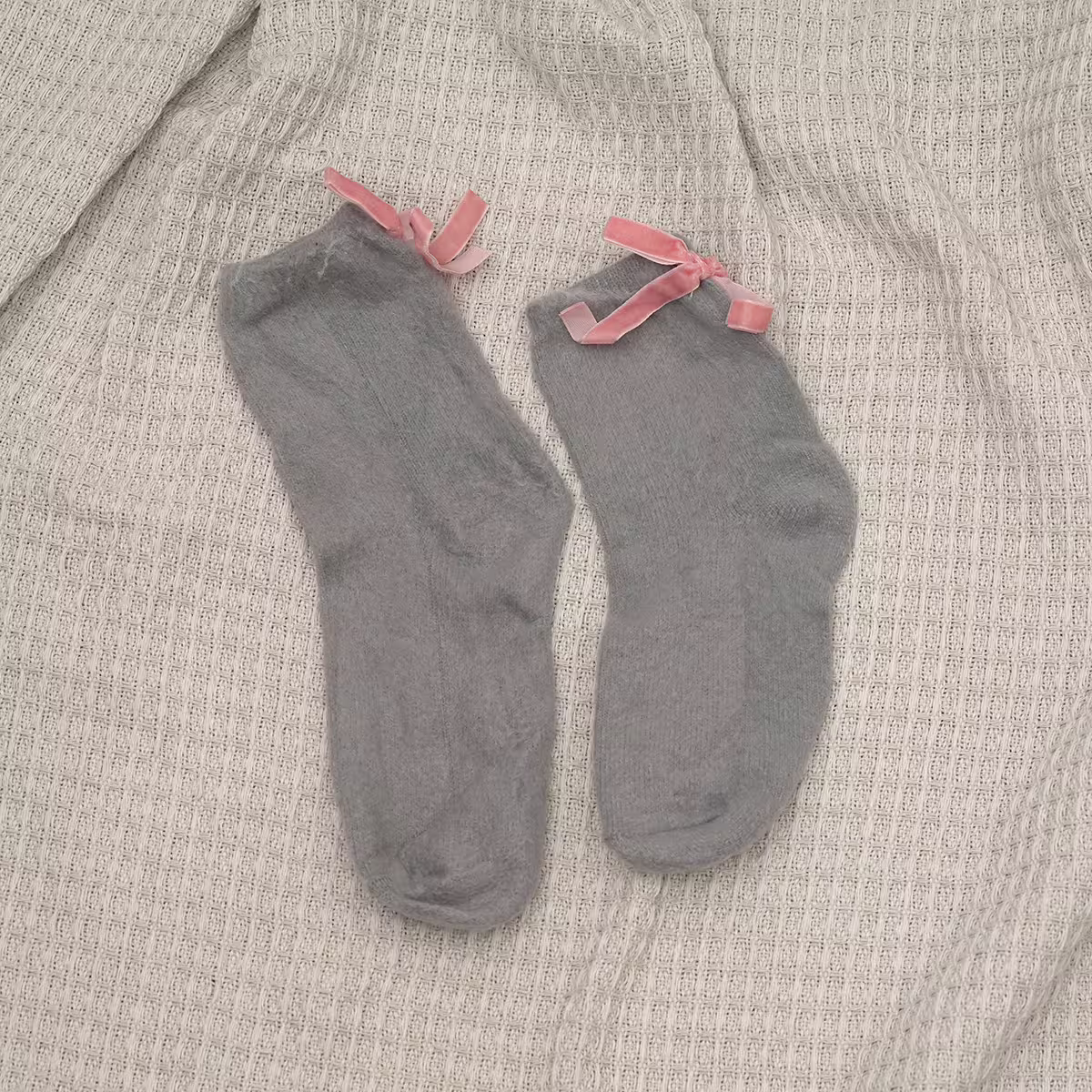 蝴蝶結毛襪&times;中筒襪&times;四雙套件襪子組-第4張