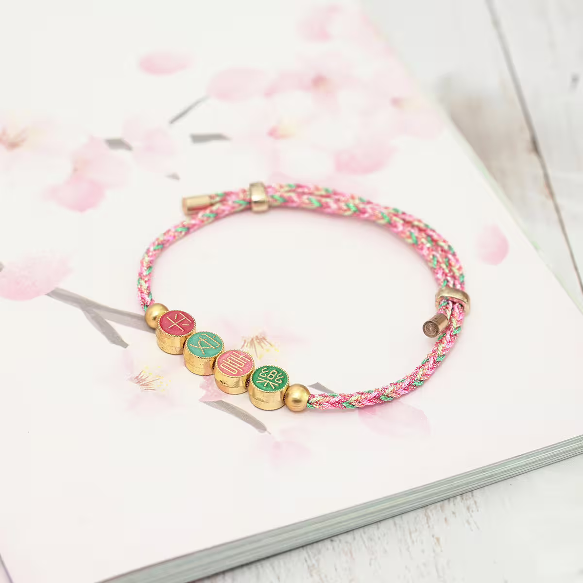 平安喜樂&times;粉紅五彩繩&times;拉繩手鍊-第3張