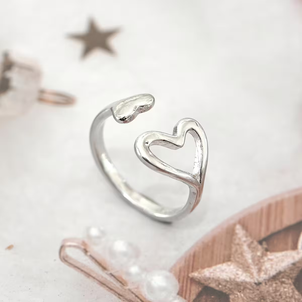 925銀飾&times;此心彼心&times;開口戒指-第1張