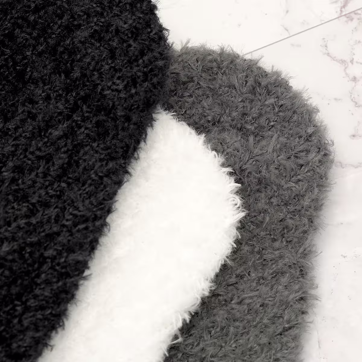 羔毛繫繩小耳朵&times;毛帽&times;黑色-第1張