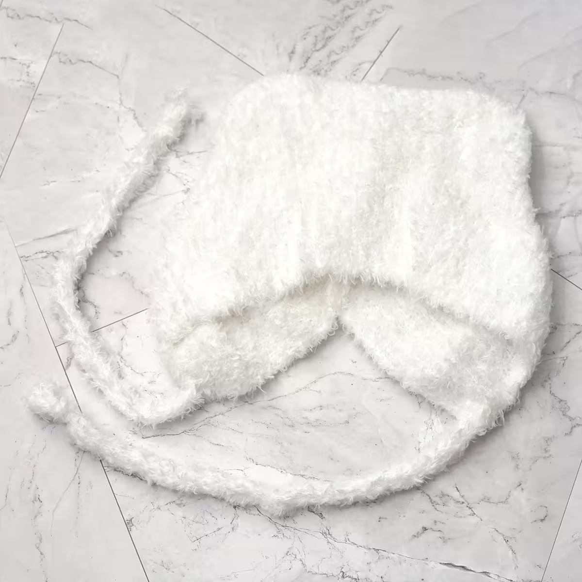 羔毛繫繩小耳朵&times;毛帽&times;白色-第3張