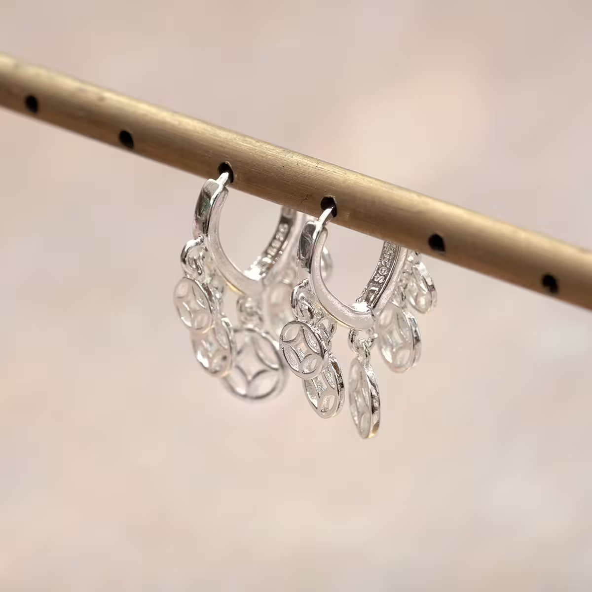 925銀針&times;招財古錢&times;耳扣-第1張