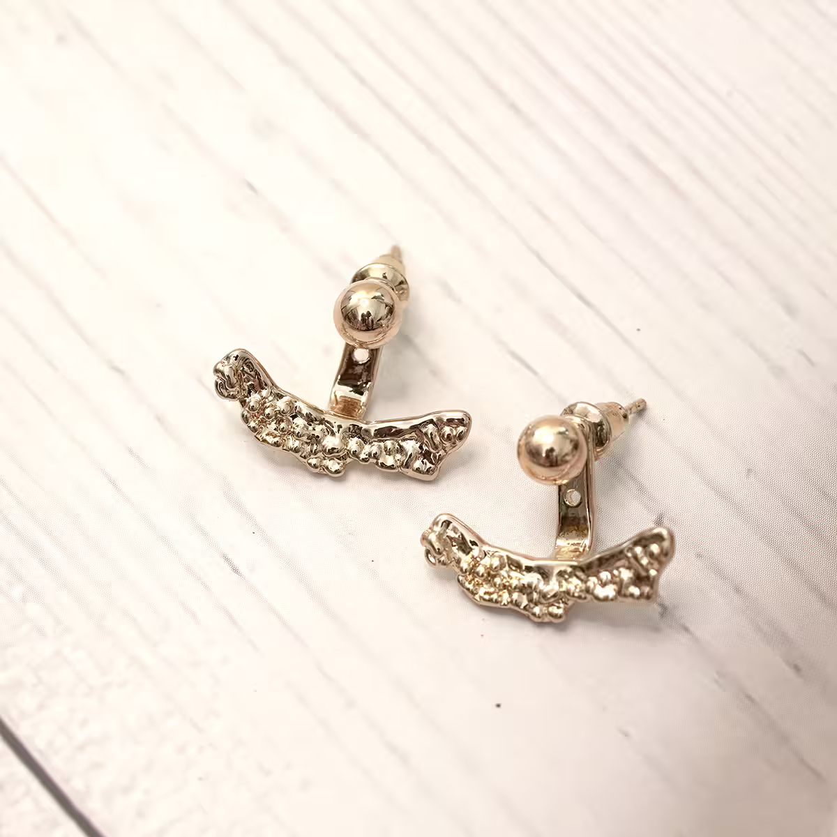 波紋弧型&times;後掛式吊墜耳環-第2張