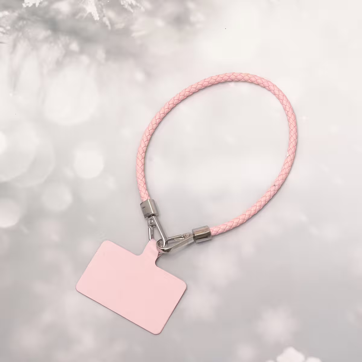 編織花紋皮革&times;手機腕帶掛繩&times;粉紅-第1張