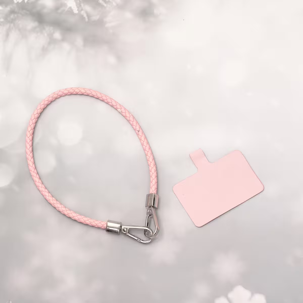 編織花紋皮革&times;手機腕帶掛繩&times;粉紅-第2張