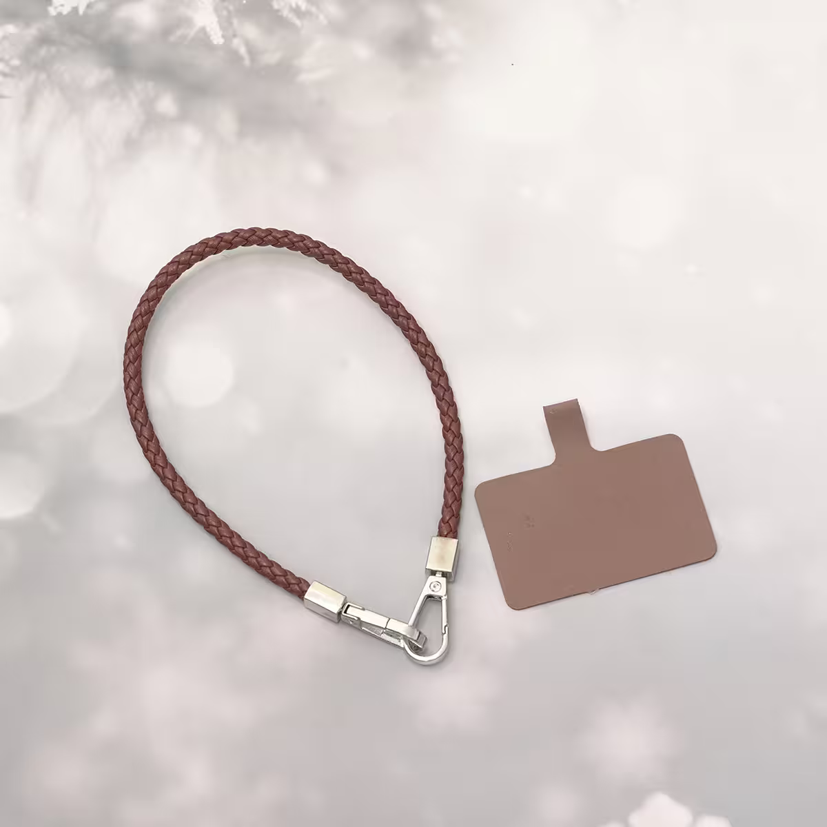 編織花紋皮革&times;手機腕帶掛繩&times;棕咖-第2張