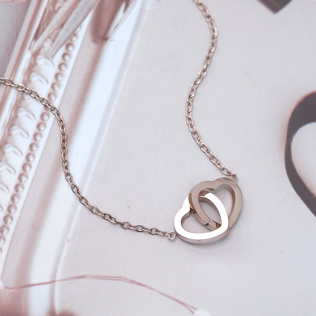316鋼飾&times;心心相印&times;鎖骨項鍊&times;玫瑰金-第1張