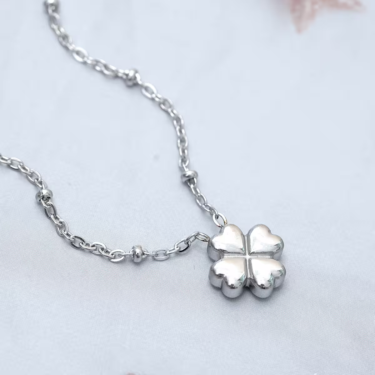 316鋼飾&times;圓潤四葉草&times;項鍊&times;銀色-第2張