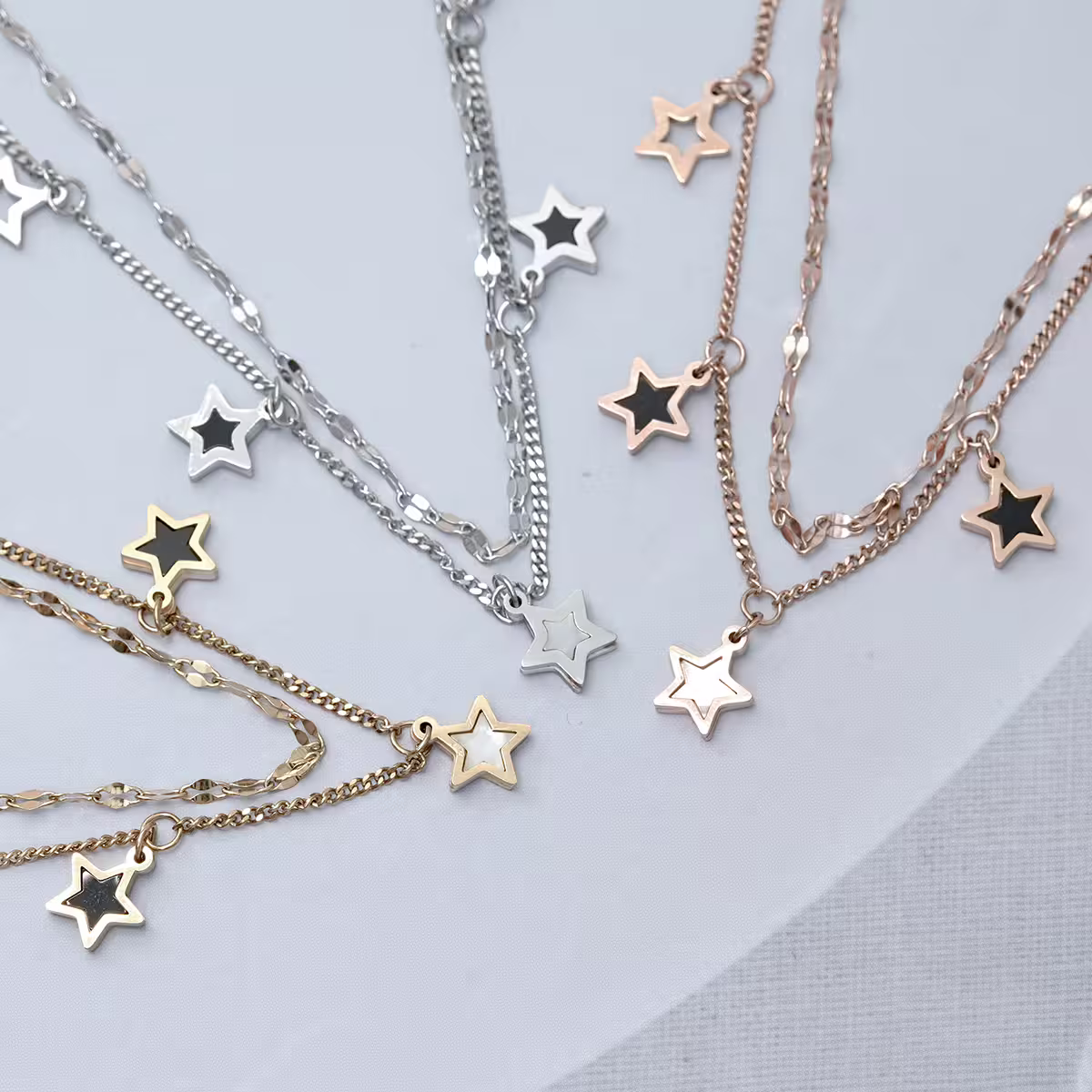 316鋼飾&times;星白星星&times;雙層腳鍊&times;金色-第5張