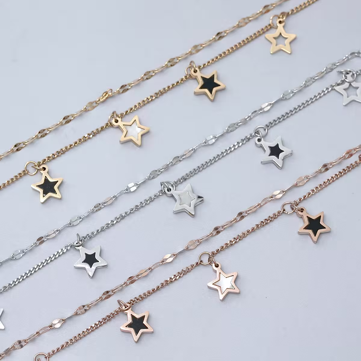 316鋼飾&times;星白星星&times;雙層腳鍊&times;金色-第6張