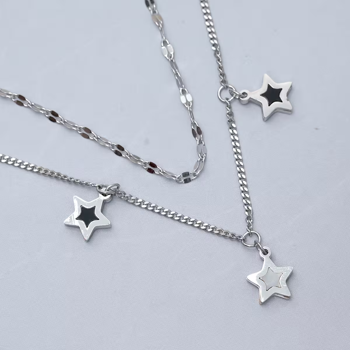 316鋼飾&times;星白星星&times;雙層腳鍊&times;銀色-第3張