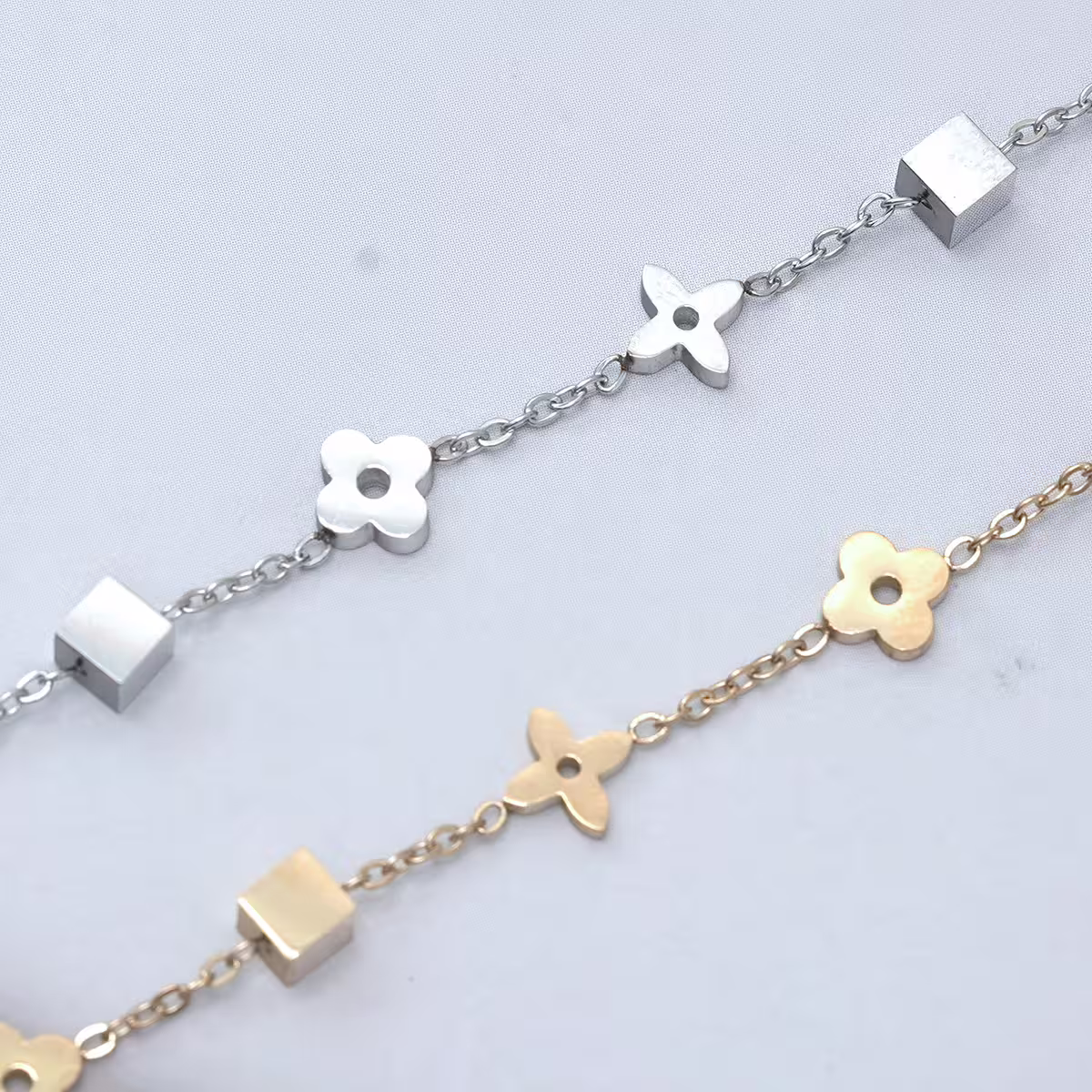 316鋼飾&times;老花方塊&times;手鍊&times;銀色-第5張