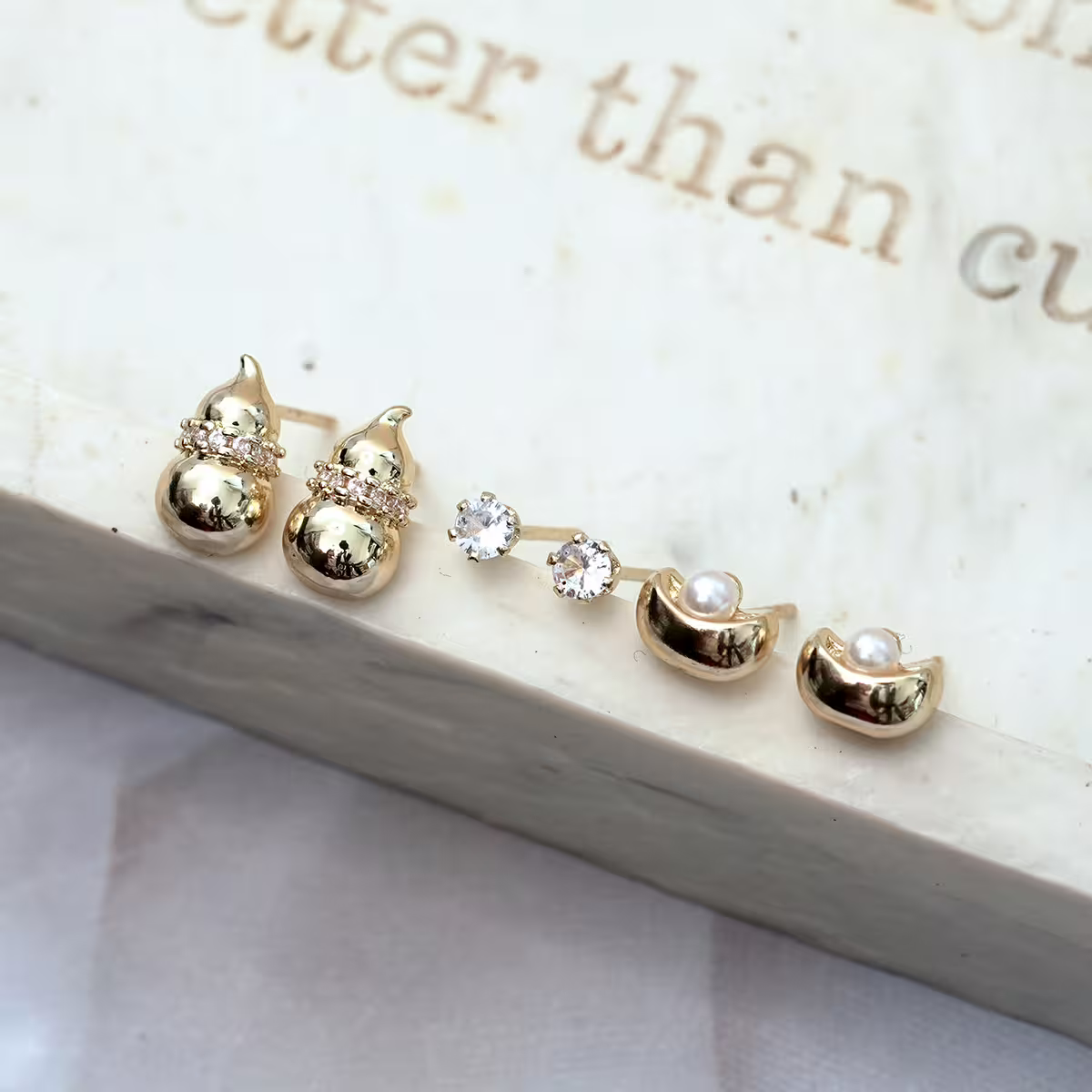 葫蘆元寶晶鑽&times;三套件耳環組-第2張