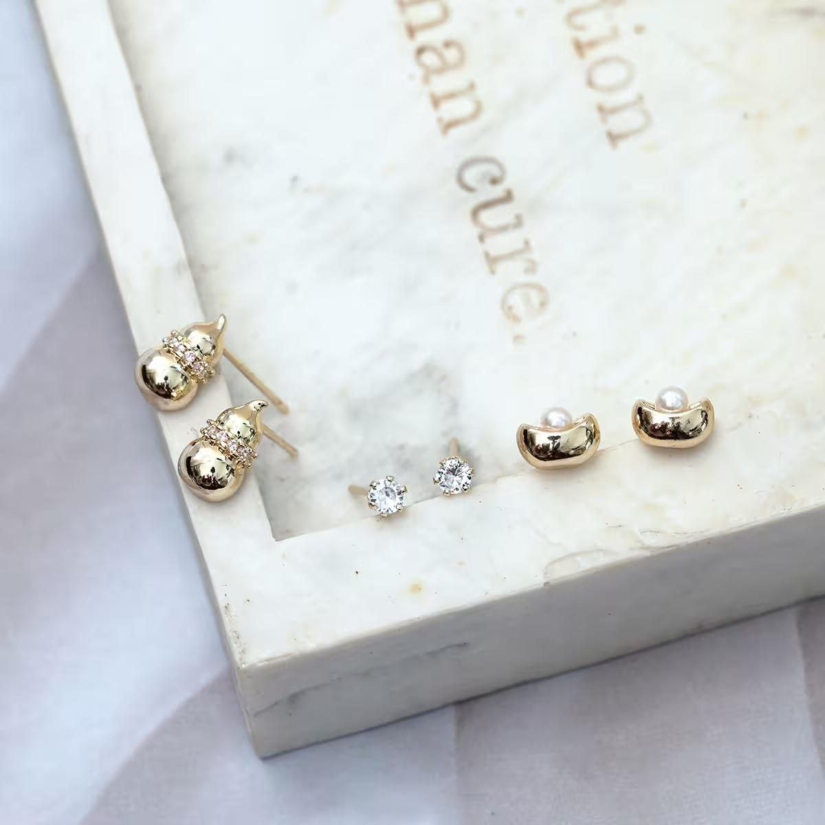 葫蘆元寶晶鑽&times;三套件耳環組-第3張