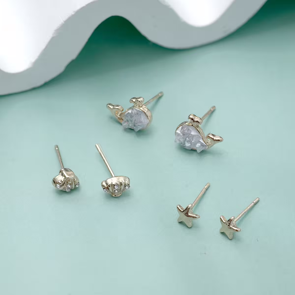 鯨魚海洋貝殼&times;三套件耳環組-第4張