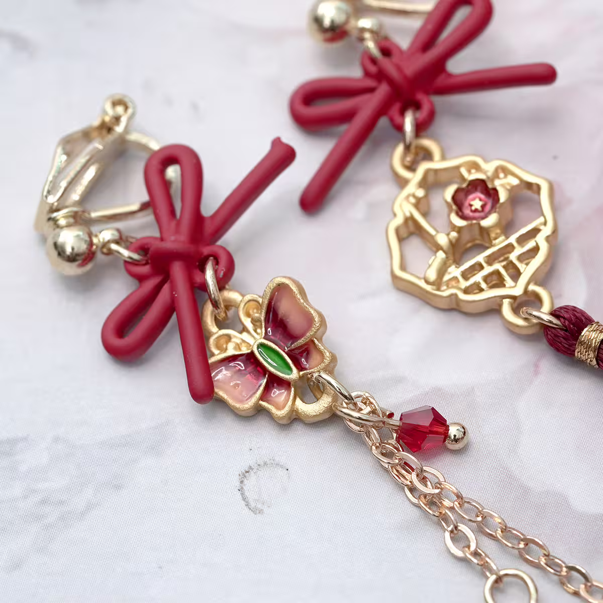 蝴蝶古風窗花&times;不對稱三角耳夾-第4張