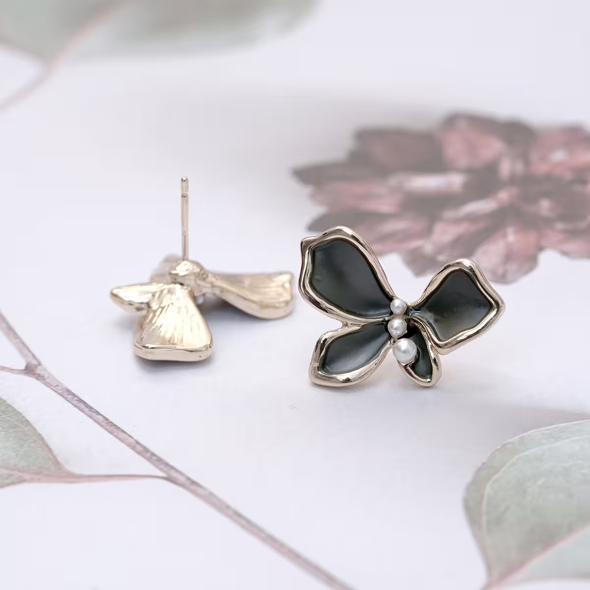 墨色蝴蝶花&times;吊墜耳環-第3張